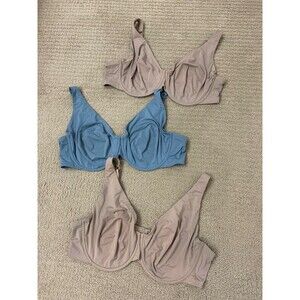 Third love Second Skin Wired Microfiber Unlined Bra Blue Beige 40D Set of 3